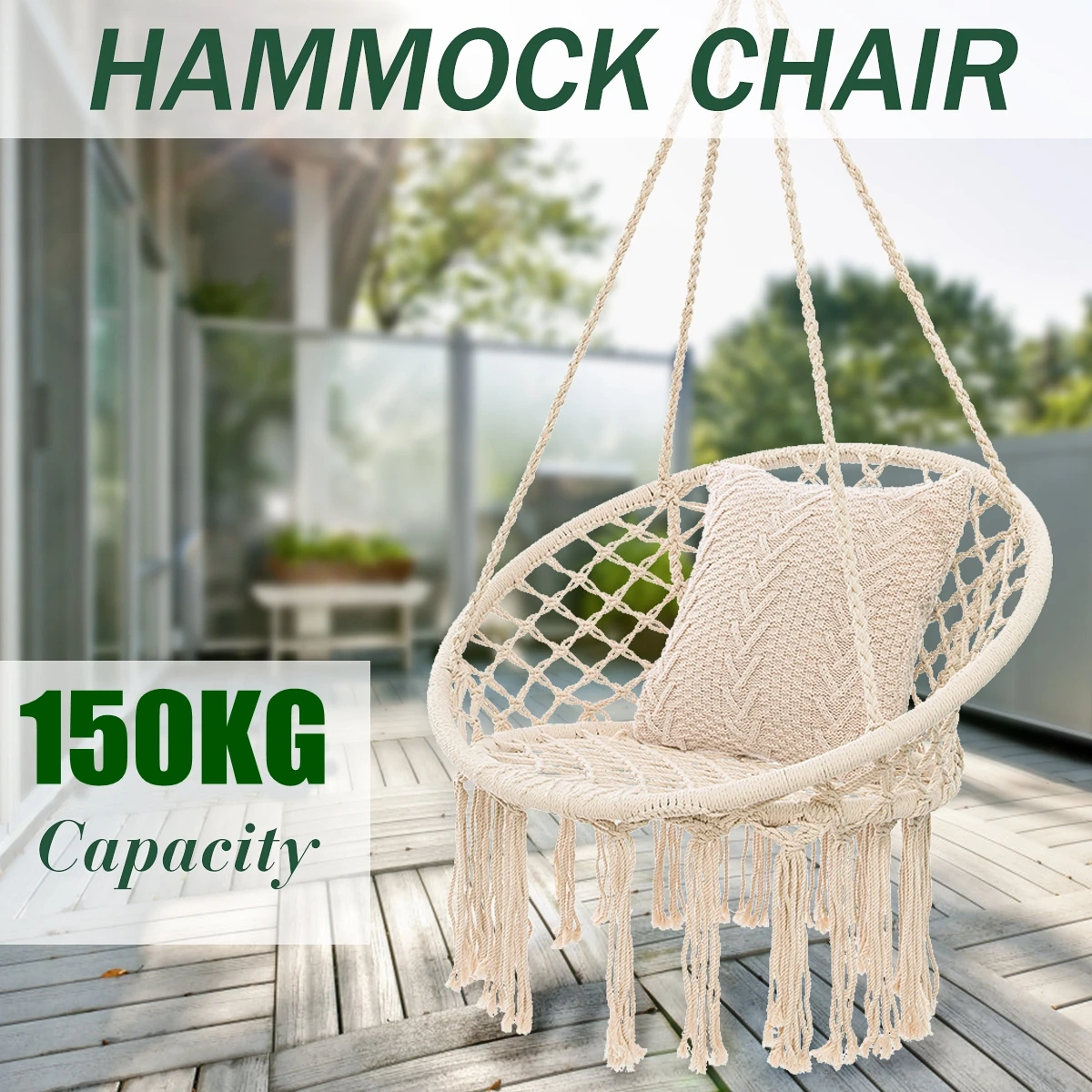 Round Hammock Round Hammock Swing Hanging Chair Outdoor Indoor Furniture Hammock Chair for Garden Dormitory Child Adult