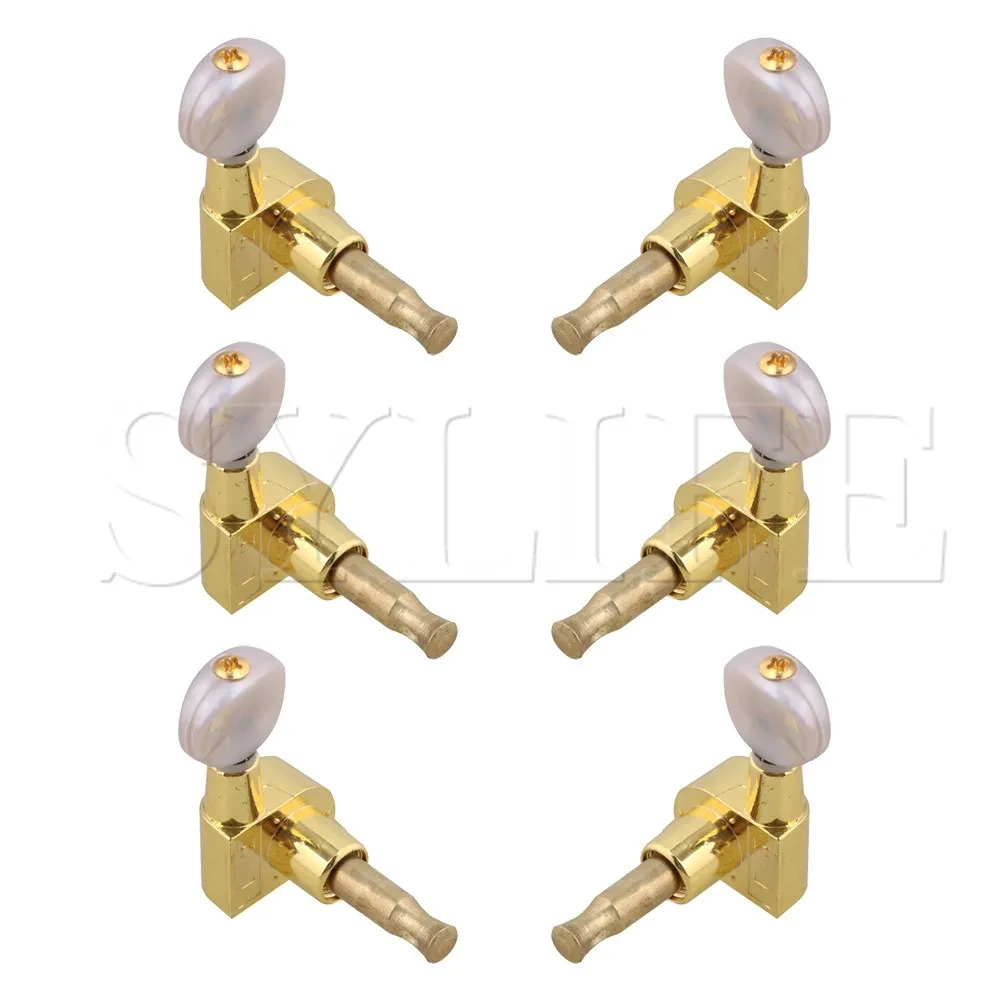 6pcs Golden & White 3L3R Semicircle Guitar Machine Heads for Folk Guitar