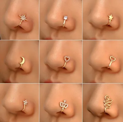 1 pz spirale in acciaio inossidabile falso anello per naso polsino Non Piercing anello per naso Clip su orecchini per polsini finti orecchini