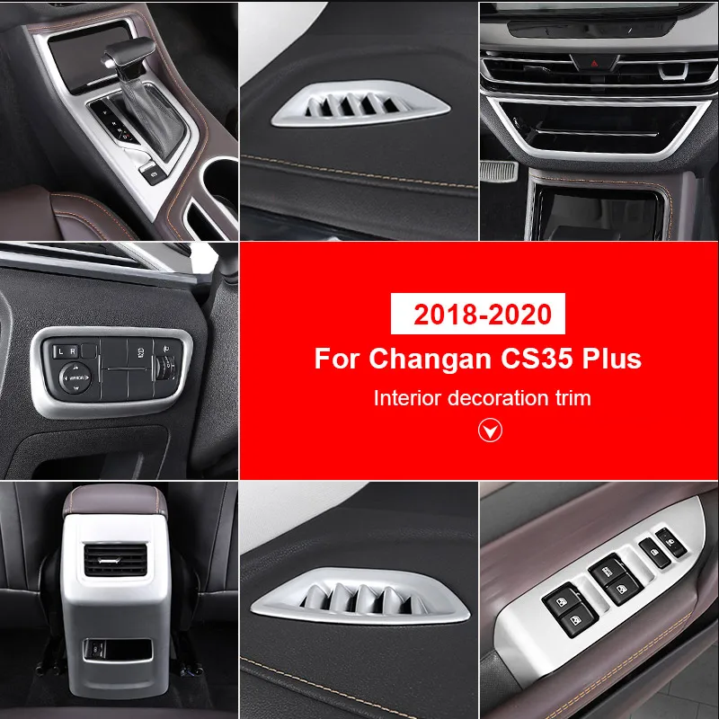 Car Interior Decoration Accessories Gearbox Panel Window Glass Lift Cover Air Outlet Trim Parts For Changan CS35 Plus 2020-2018