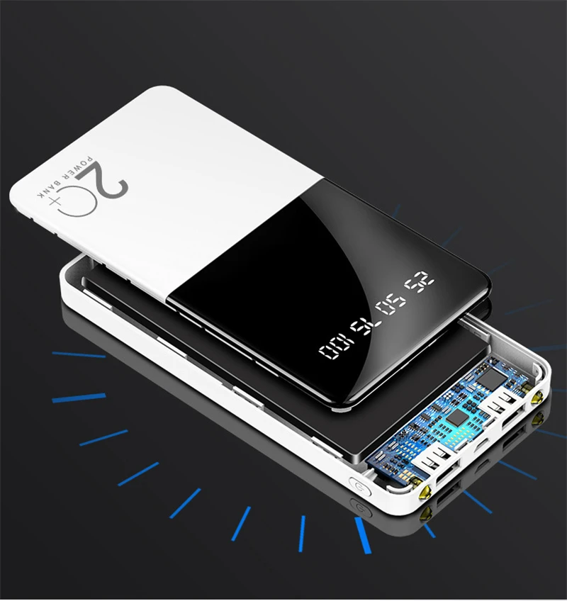 ที่ชาร์จแบตเตอรี่ภายนอกแบบพกพาที่ชาร์จแบตสำรอง USB แบบบาง20000mAh ชาร์จเร็วสำหรับ iPhone 15 PRO MAX XS XR Xiaomi 14 Samsung