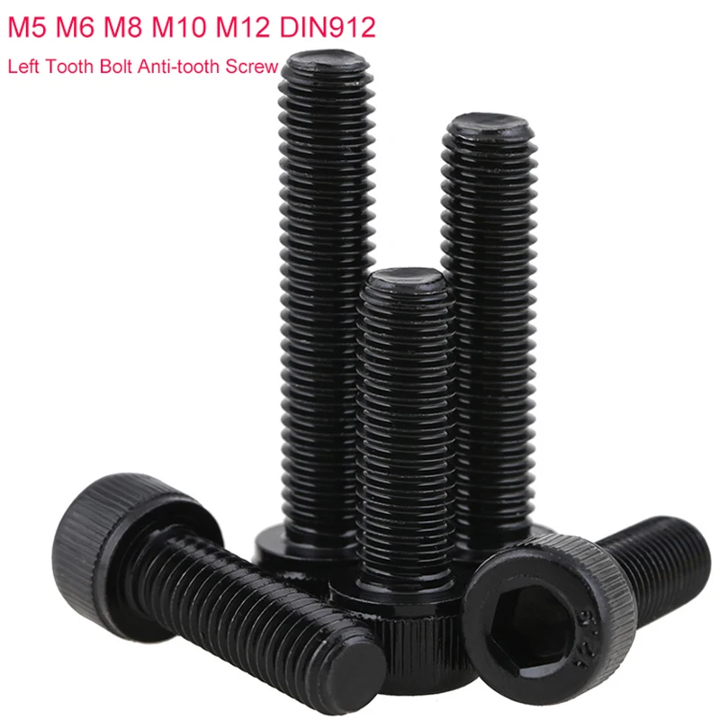 

Grade 12.9 Black Cup Head Hexagonal Reverse/Left Thread Screws M5 M6 M8 M10 M12 DIN912 Bolt Anti-tooth Screw For Braking System