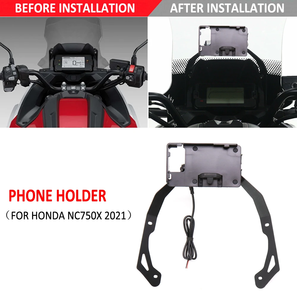 

2021 NC750X Motorcycle Phone GPS Mount Wireless Charging Windshield 22mm Navigation Bracket Stand Holder For Honda NC 750 X 750X