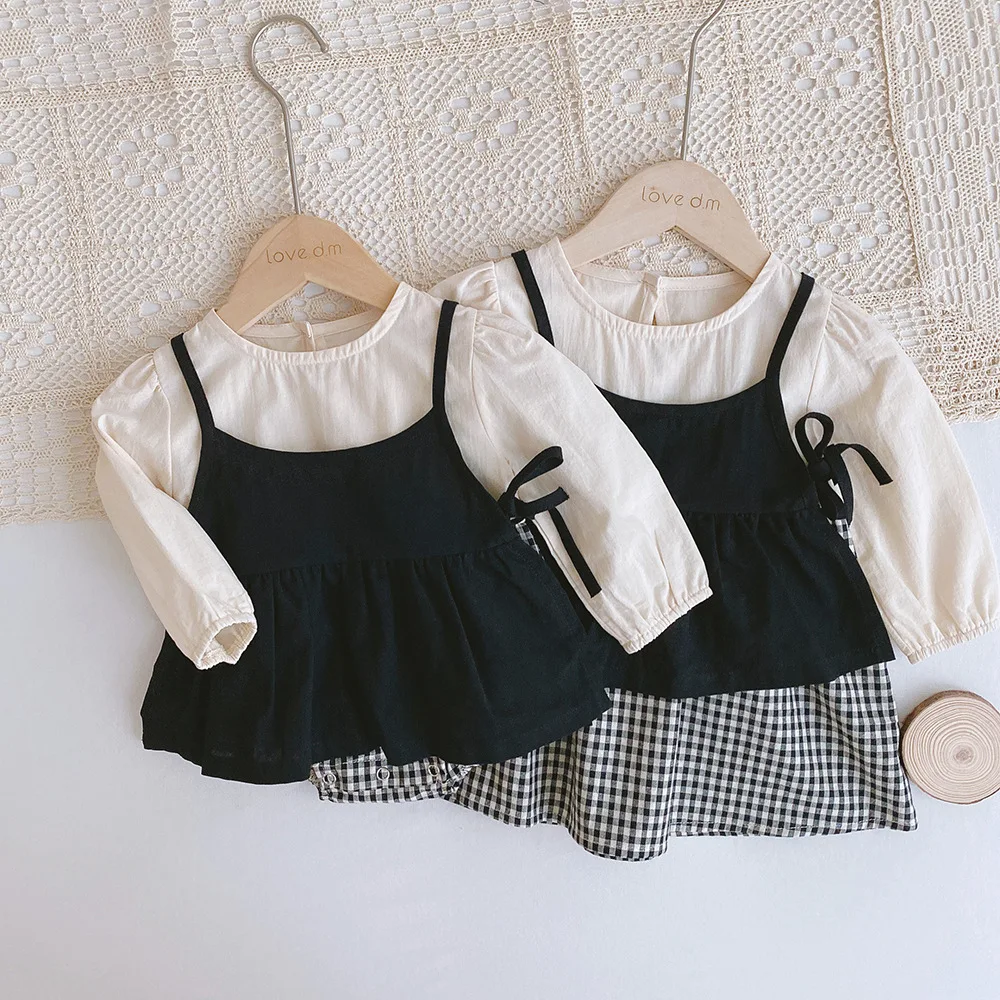 2026 Herbst Babykleidung 2-teiliges Set Geschwisterkleidung Baby Mädchen Body Große Schwestern Kleid Kleinkind Anzug – Detail 2