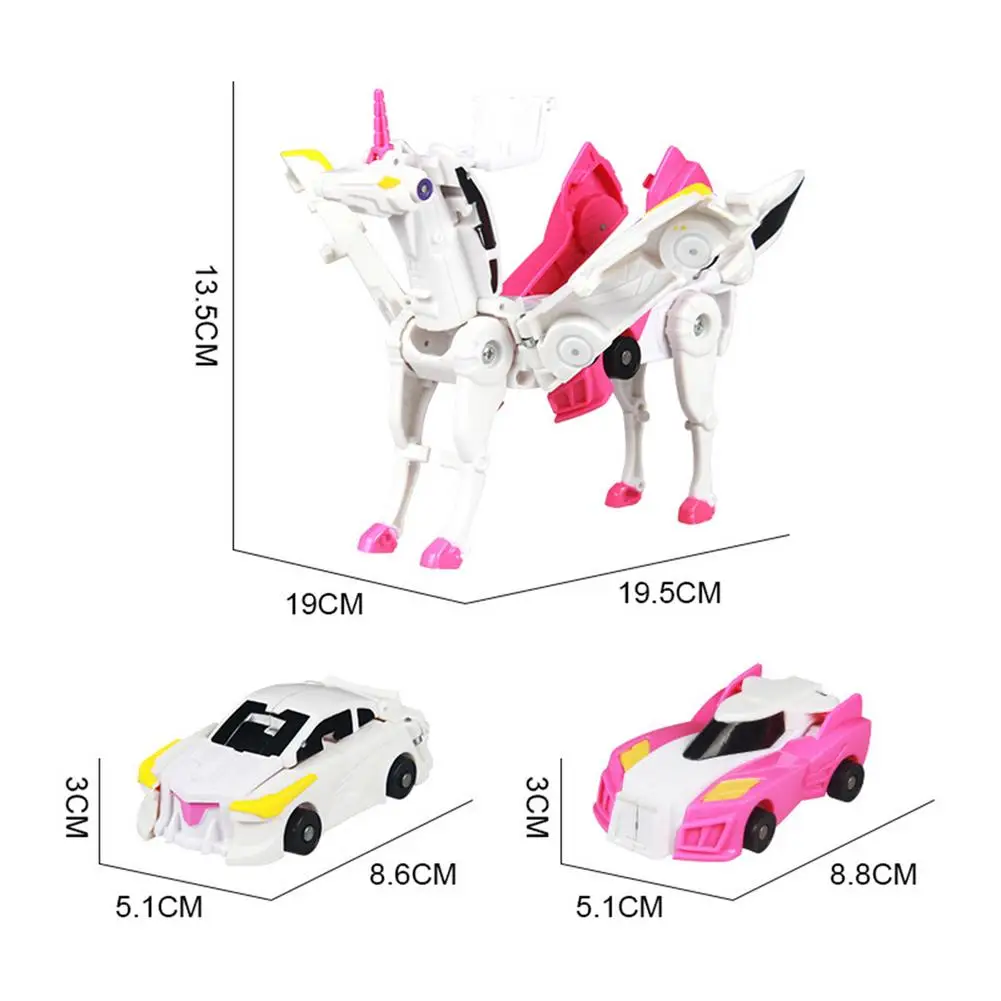 Magic Tricks Trolley Stick Collision Deformation Unicorn Body Robot Kit Toys ModelsStep Model Deformed Car Toy For Kids Boy