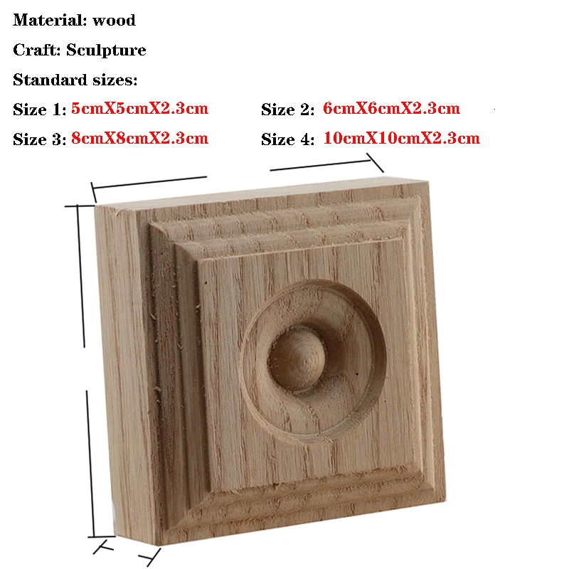 RUNBAZEF Wood Applique Decal Figurines Wooden Carved Decor Unpainted Large Crown Leaves Rectangle Flower Furniture Doors Home
