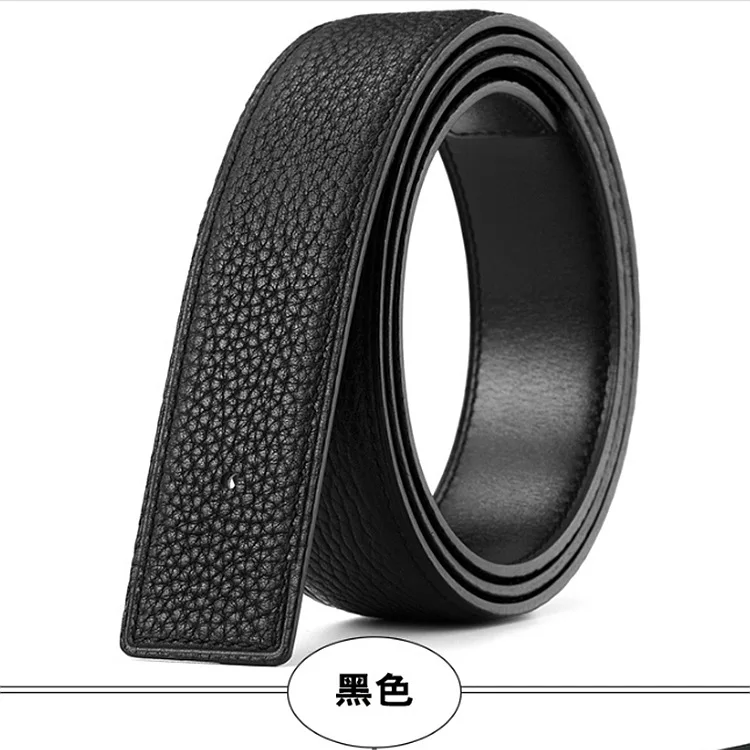 3.1cm No Buckle Belt Brand Belt Men High Quality Male Genuine Real Leather Strap forJeans Litchi grain Belt Cinturones Hombre