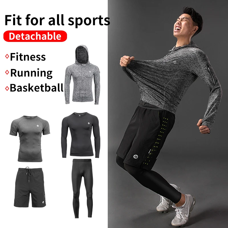 ROCKBROS Running Sets Men\'s Sport Suits Quick Dry Sweat-absorbent Sports Joggers Tracksuits Compression Sport Suits Sport Wear