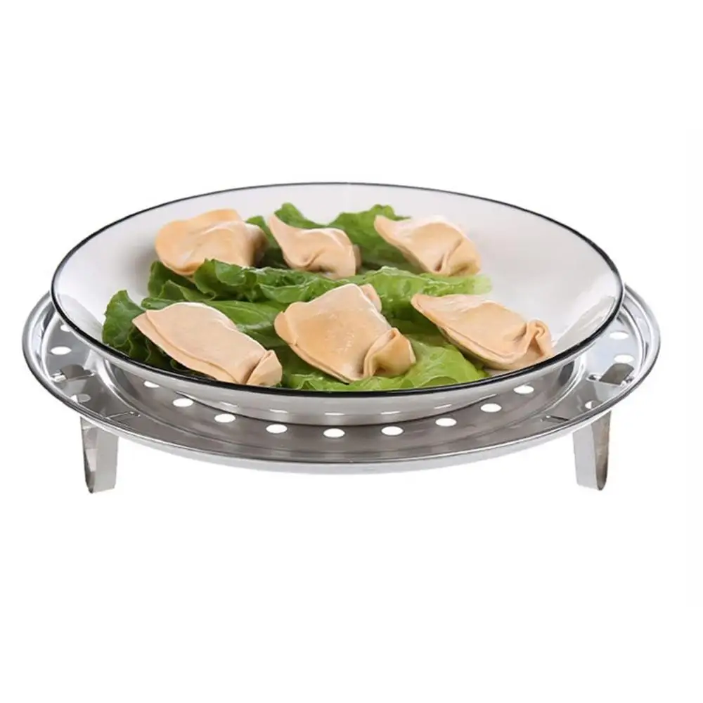 Multifunctional Home Kitchen Round Shape Stainless Steel Steamer Rack Insert Stock Pot Steaming Tray Stand Cookware Tool