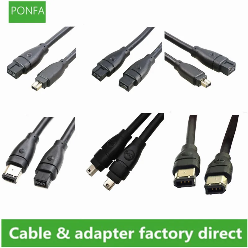 IEEE 1394 Firewire Cable 9pin to 9pin & 9pin to 6pin & 9pin to 4pin & 6pin to 6pin & 4pin to 4pin iLink IEEE 1394 Cable 1.8m