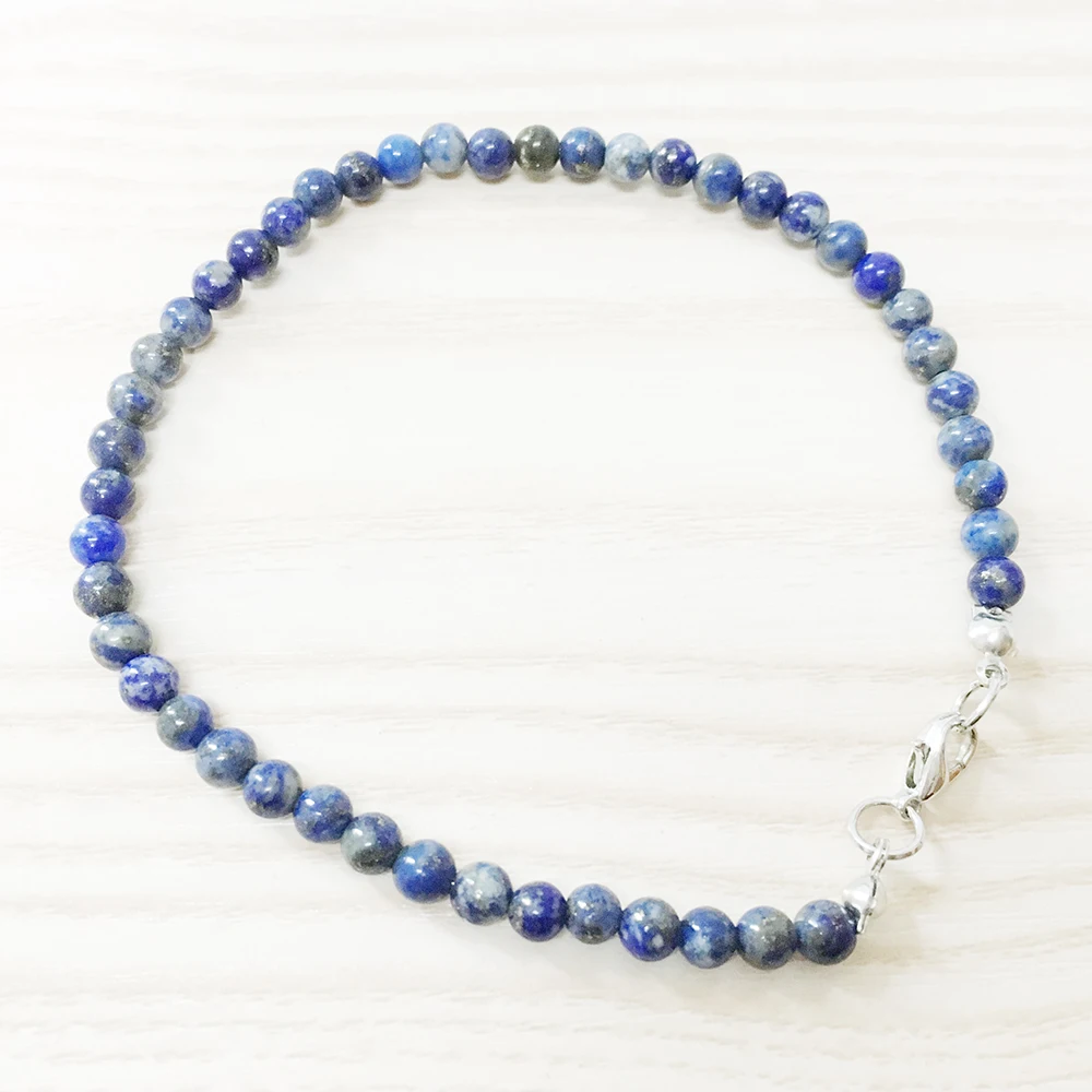 

MG0148 Wholesale Ntural Lapis Lazuli Anklet Handamde Women`s Mala Beads Anklet 4 mm Mini Gem Stone Jewelry