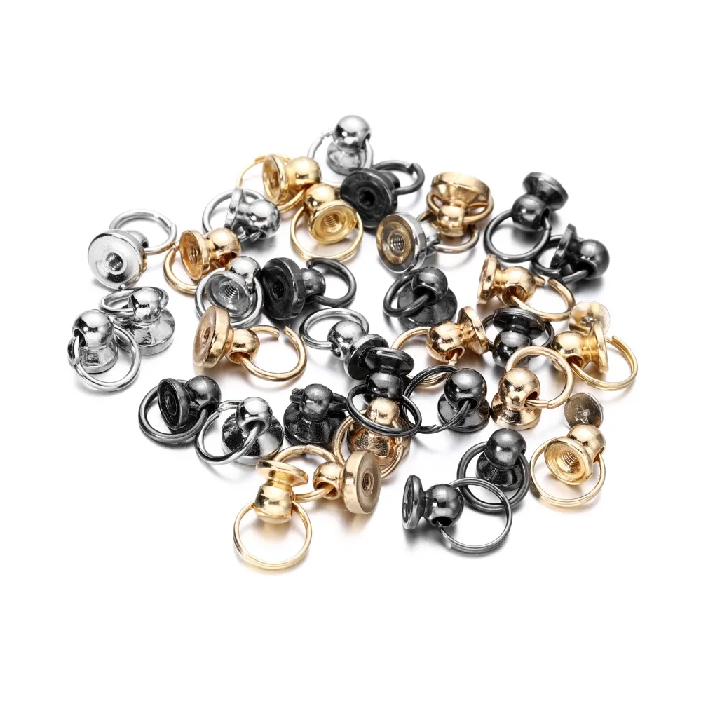 5pcs Metal Ball Post With O Ring Studs Rivets Nail Screwback Round Head Spots Spikes Leather Craft phone case decor Accessories