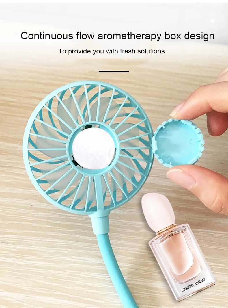 Kipas Leher Olahraga Tangan Gratis Lampu LED Portabel 7 Daun USB Isi Ulang Penggemar Dpt Dipakai Pribadi untuk untuk Kantor Perjalanan Luar Ruangan FS64