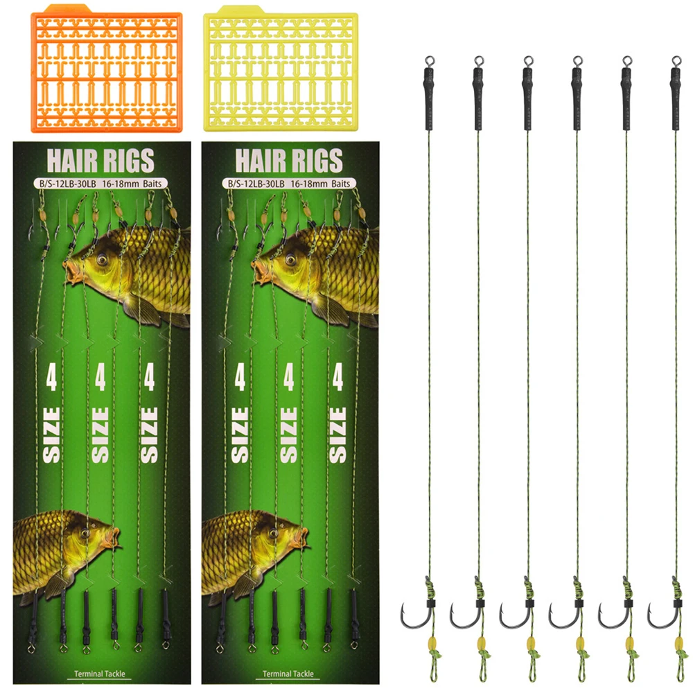 14Pcs Carp fishing rig ready made Set Size 2/4/6/8# with Boilies Bait Stops Carp fishing hook Tied rigsTerminal Tackle Kit