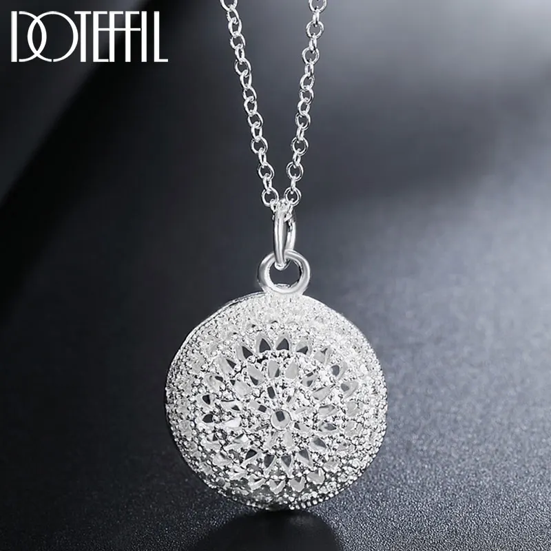

Ожерелье DOTEFFIL женское из серебра 925 пробы, 18 дюймов, с полым кулоном Круглый ААА Циркон