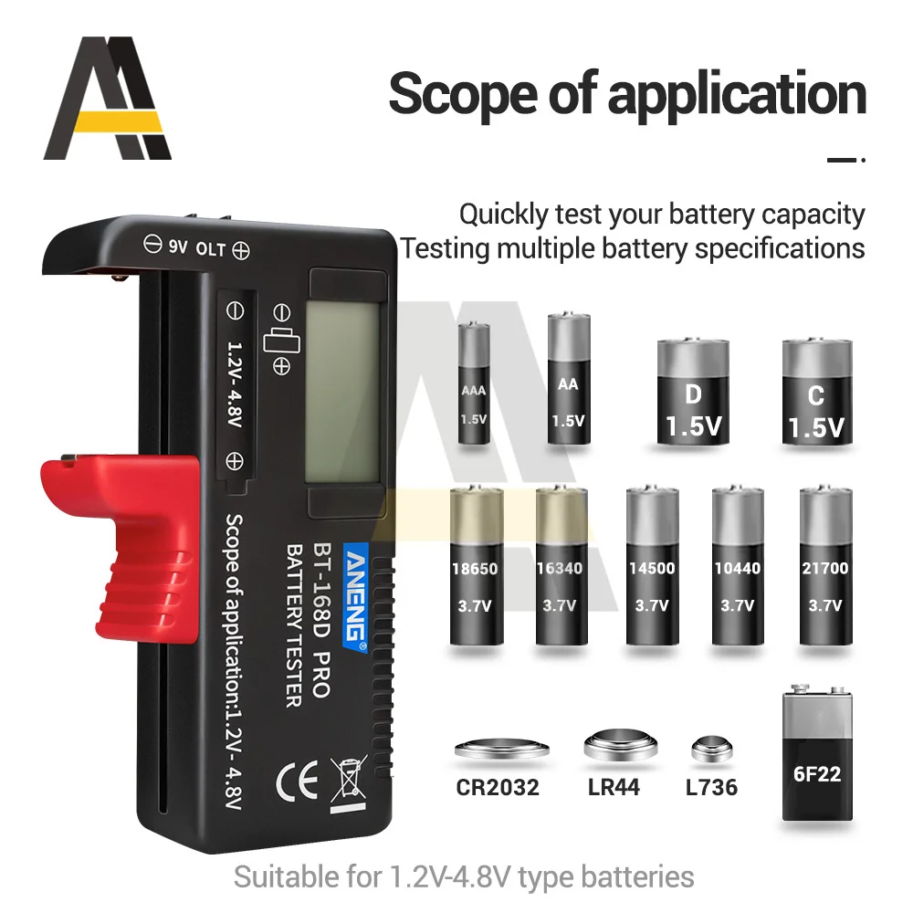 BT168 Pro Digital Battery Capacity Tester LCD BT-168 Pro Checker for 1.2V-4.8V AA AAA 2*AAAAA Cell C D Batteries BT-168 18650