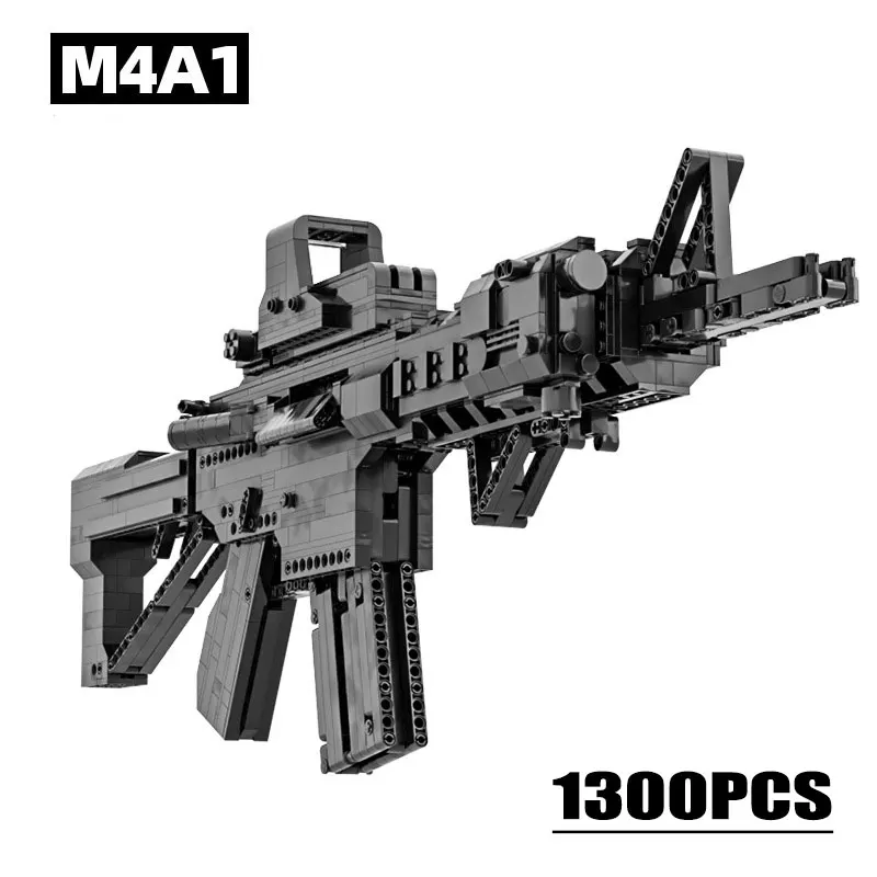 Militaire Moc M4A1 Gun Bouwstenen WW2 Swat Gun Model Assemblage Leger Accessoires Kan Schieten Speelgoed Voor Kinderen Kids Geschenken xmas