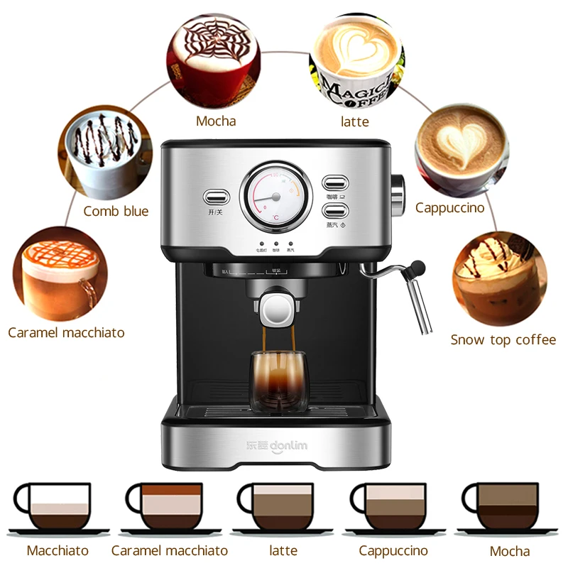 20bar Home Coffee Machine Espresso Coffee Maker Semi-Automatic Milk Bubble Maker Cappuccino Mocha Latté