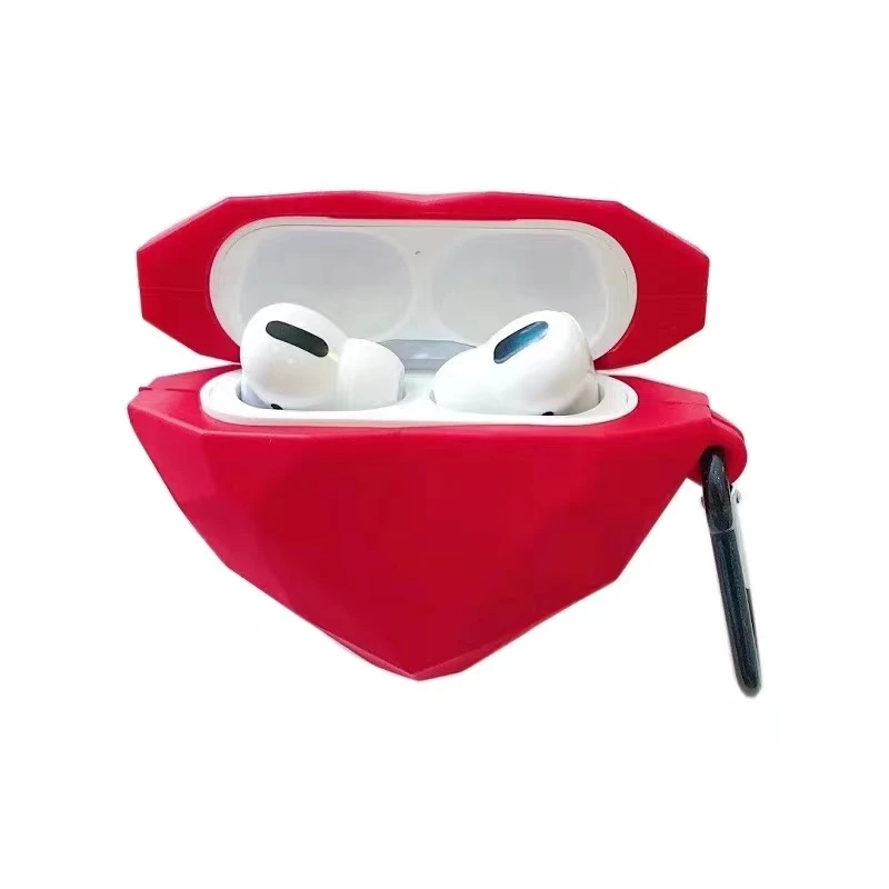 Heart shape Tpu Wireless Bluetooth Headphones Protective Cover with free Hook For AirPods Pro  Air Pods 3 Airpods 1 2 case