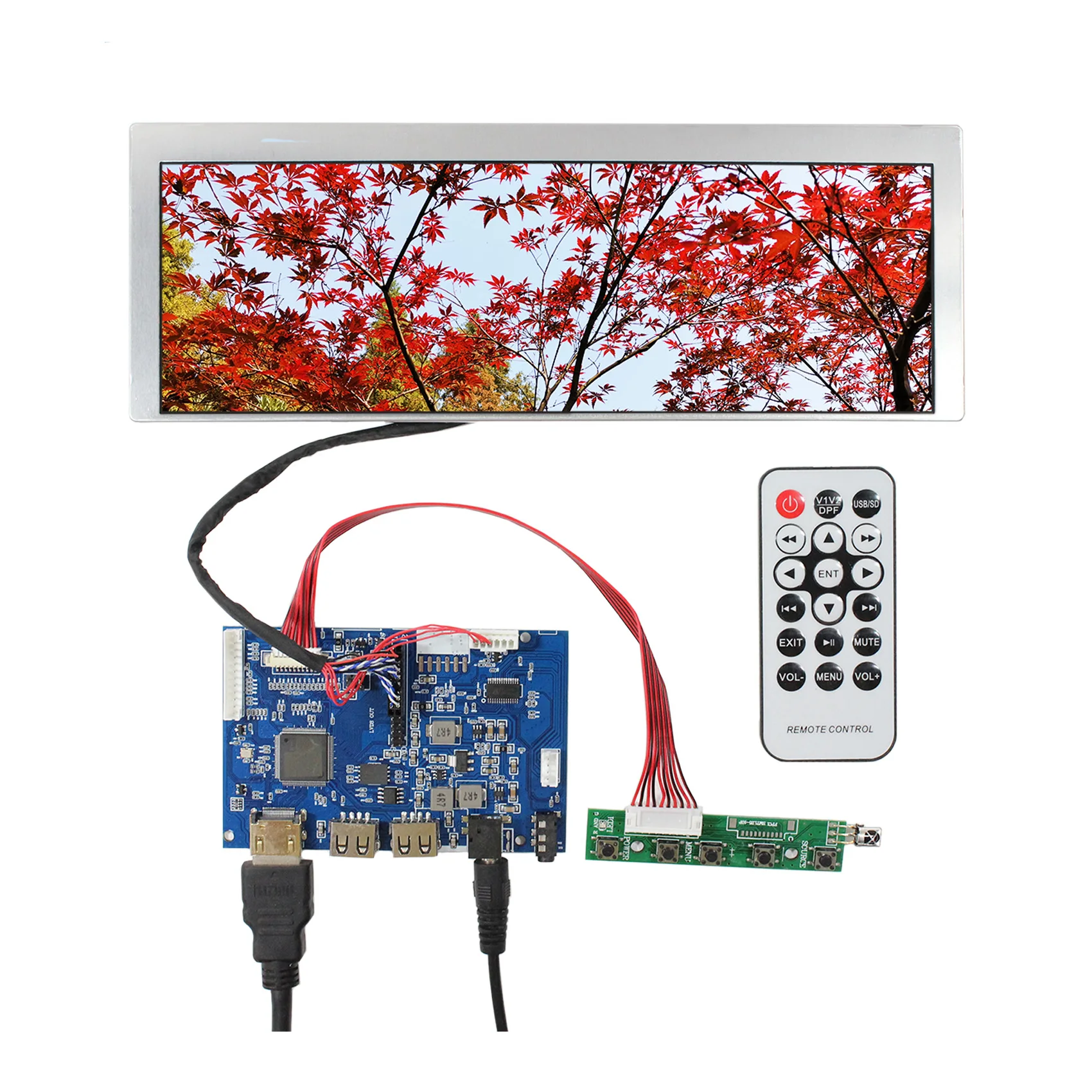 

HD-MI USB Android LCD Controller Board 9.1inch LQ091B1LW01 822X260 Long Strip LCD Screen For Industrial Screen/Car Display