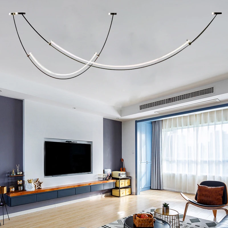Nordic Minimalist C-Shaped Line Lamp Restaurant Bar Modern Creative Design Lighting Clothing Store Designer Chandelier