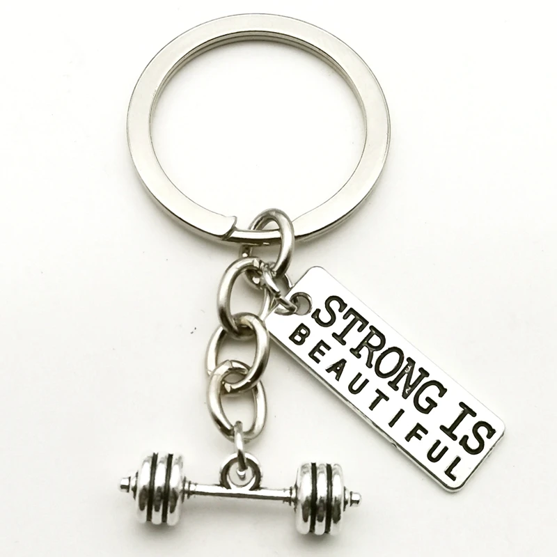 2020 Fashion Accessories 25LBS Keychain Mini Dumbbell Barbell Keychain Never Give Up Fitness Keychain Charm Gift Coach Souvenir
