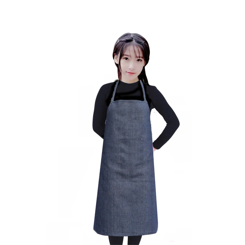 Japanese Style Sleeveless Pinafore for Men and Women, Cotton Linen Bib Apron, Denim Dress, Kitchen and Coffee Cooking, S-XL