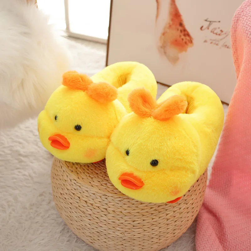 Warm Slippers Cute Indoor Slippers Comfortable Women's Flip Flop Non-slip Winter Shoes Floor Flat Cartoon EU36-43 Gifts Yellow