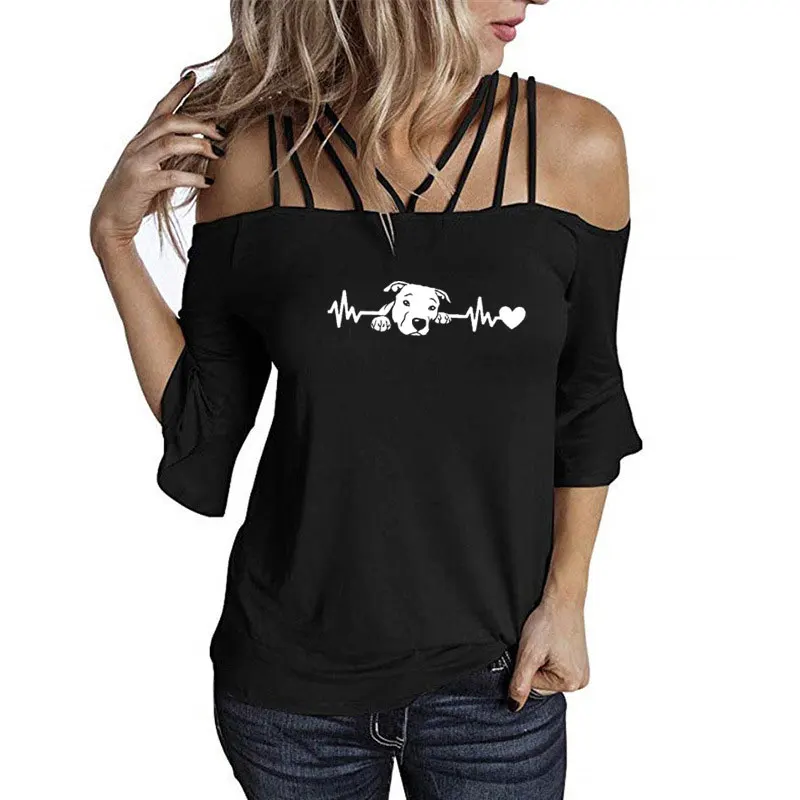 Love My Pitbull Heartbeat LifeLine Cotton Women's T Shirt Unisex Summer Funny Casual Tops harajuku