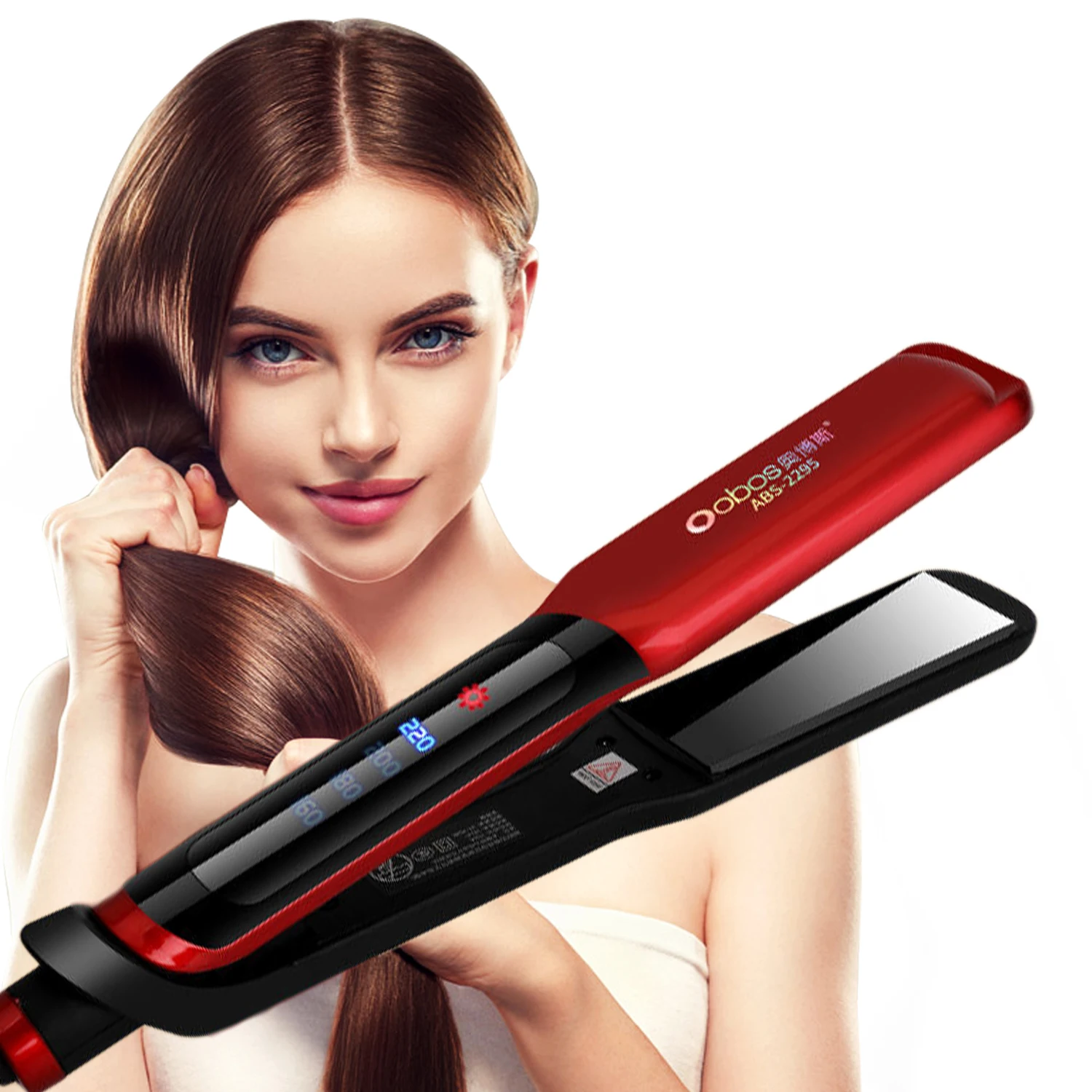 2 In 1 Professional Hair Straightener Hair Curler Iron Ceramic Coating 1.5 Inch Plates Wide Flat Iron 4 Levels Styling Tools