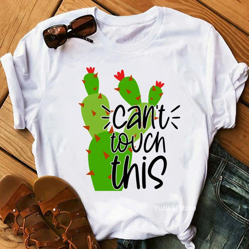 

Funny Cant Touch This Grpahic Print T-Shirt Women'S Clothing Summer Cactus Plant Lover Gift Tshirt Femme Kawaii Clothes Tops