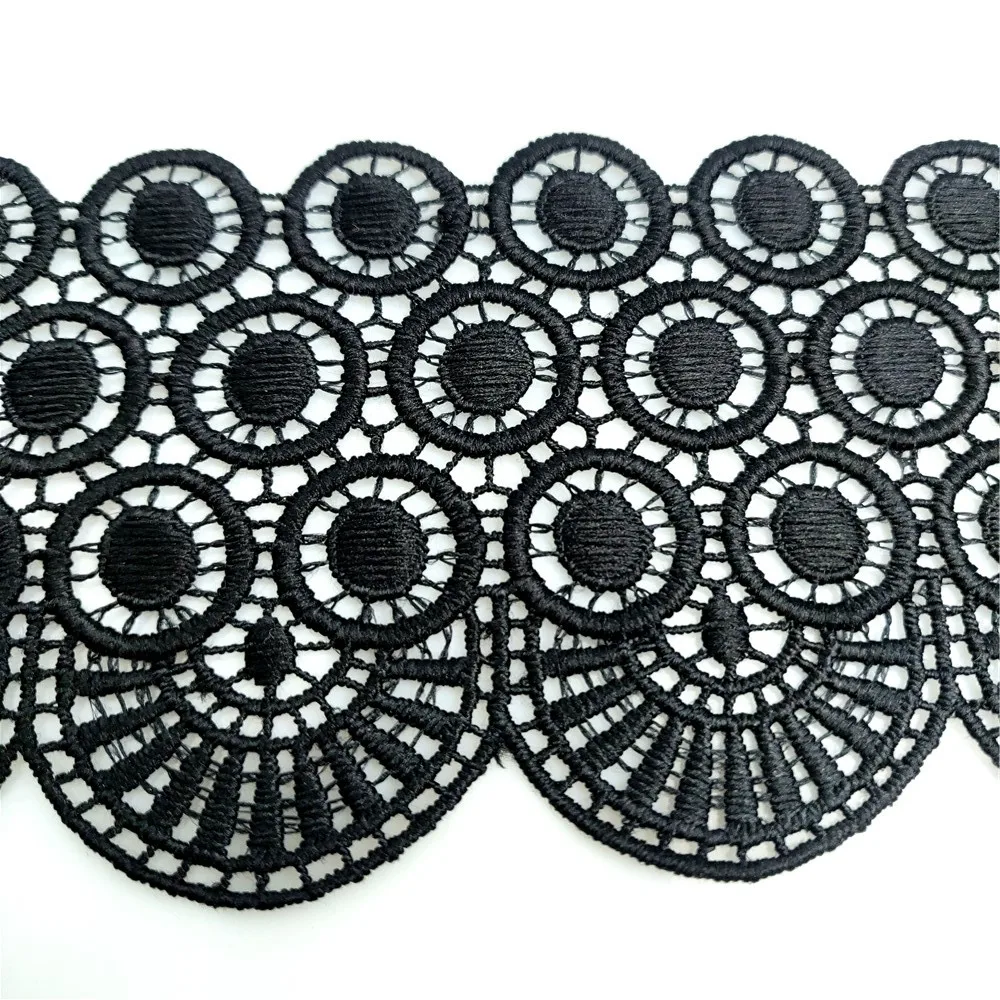 8.5cm Width Hollow Round Dot and Sector Embroidered Lace Fabric Trim Craft Ribbon Diy Sewing For Dress Wedding Decor