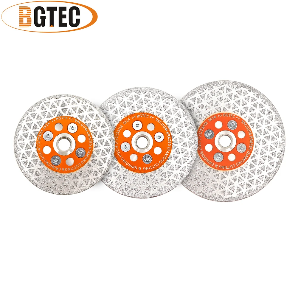 Bgtec 1pc 4.5 Double Dupla Face Vácuo Soldadas Diamante Disco de Corte Moagem Mármore Granito Pedra Telha Lâmina Serra M14 Rosca