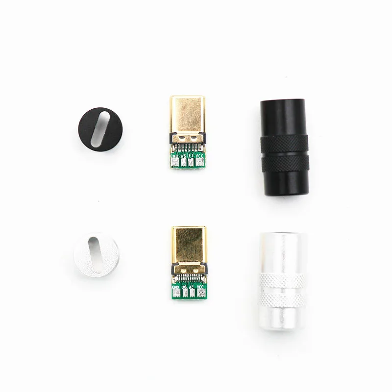 Silver Black Type-C USB Metal Plug Gold Plated Type C Metal Connetor Shell Android Charging Adapter for DIY Keyboard Cable