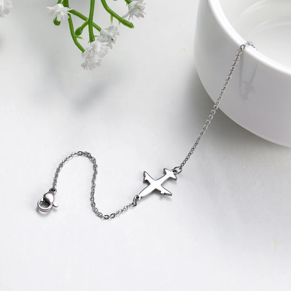 Skyrim Flugzeug-Charm-Armband aus Edelstahl, Verstellbares Kettenarmband mit Flugzeug-Motiv, Schmuckgeschenk für Frauen – Detail 12
