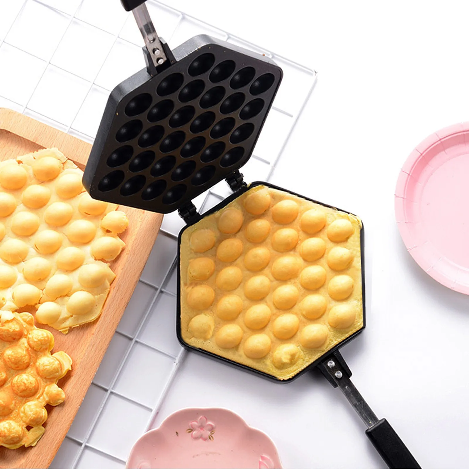 Household Waffle Bake Maker Kitchen Non-stick Aluminum Alloy Waffle Maker Pan Mould Mold Press Plate Waffle Iron Baking Tools