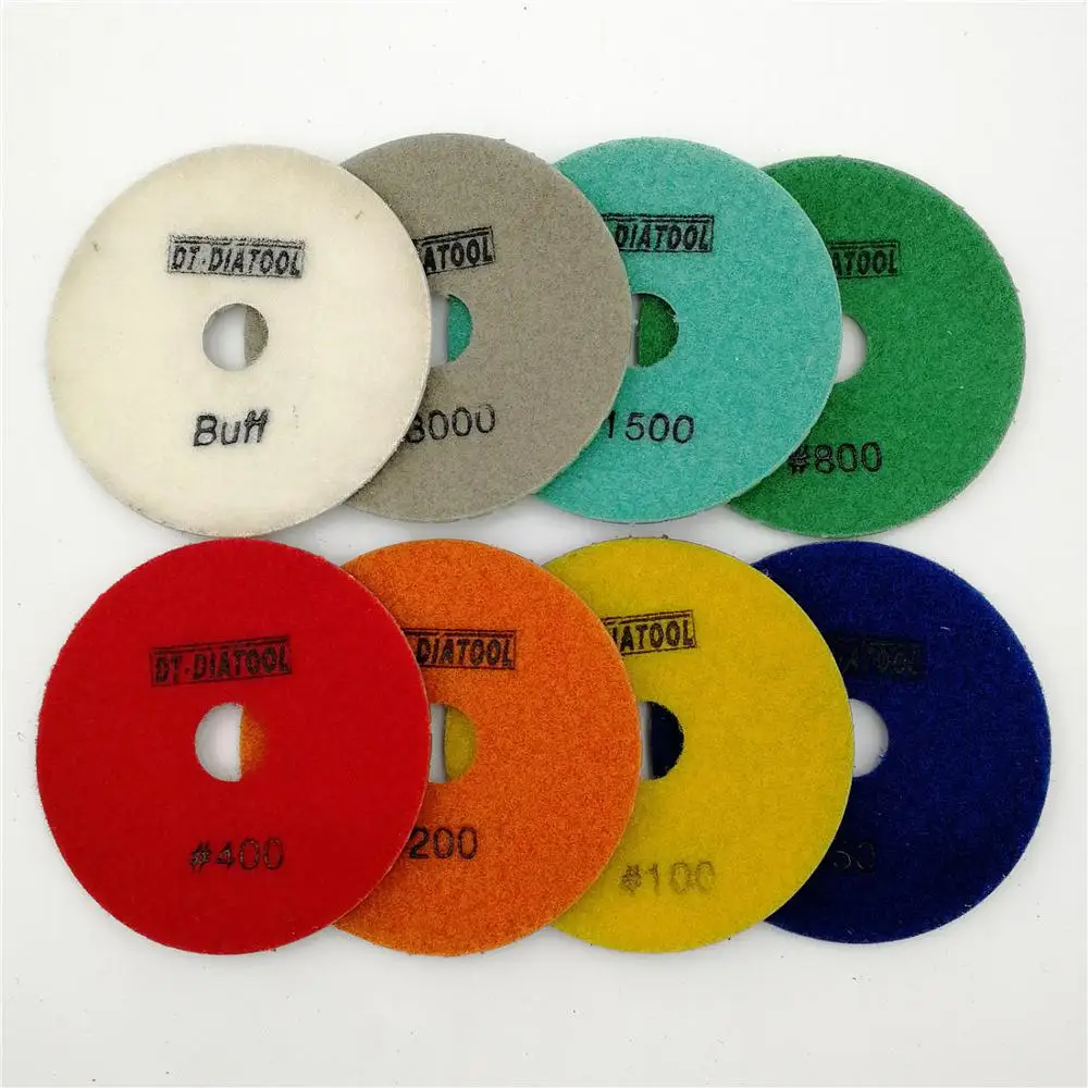 DT-Diatool 10pcs Set 100MM Wet Diamond Polishing Pads polishing Disc for Granite or Marble Dia 4inch Angle Grinder Sanding Disc