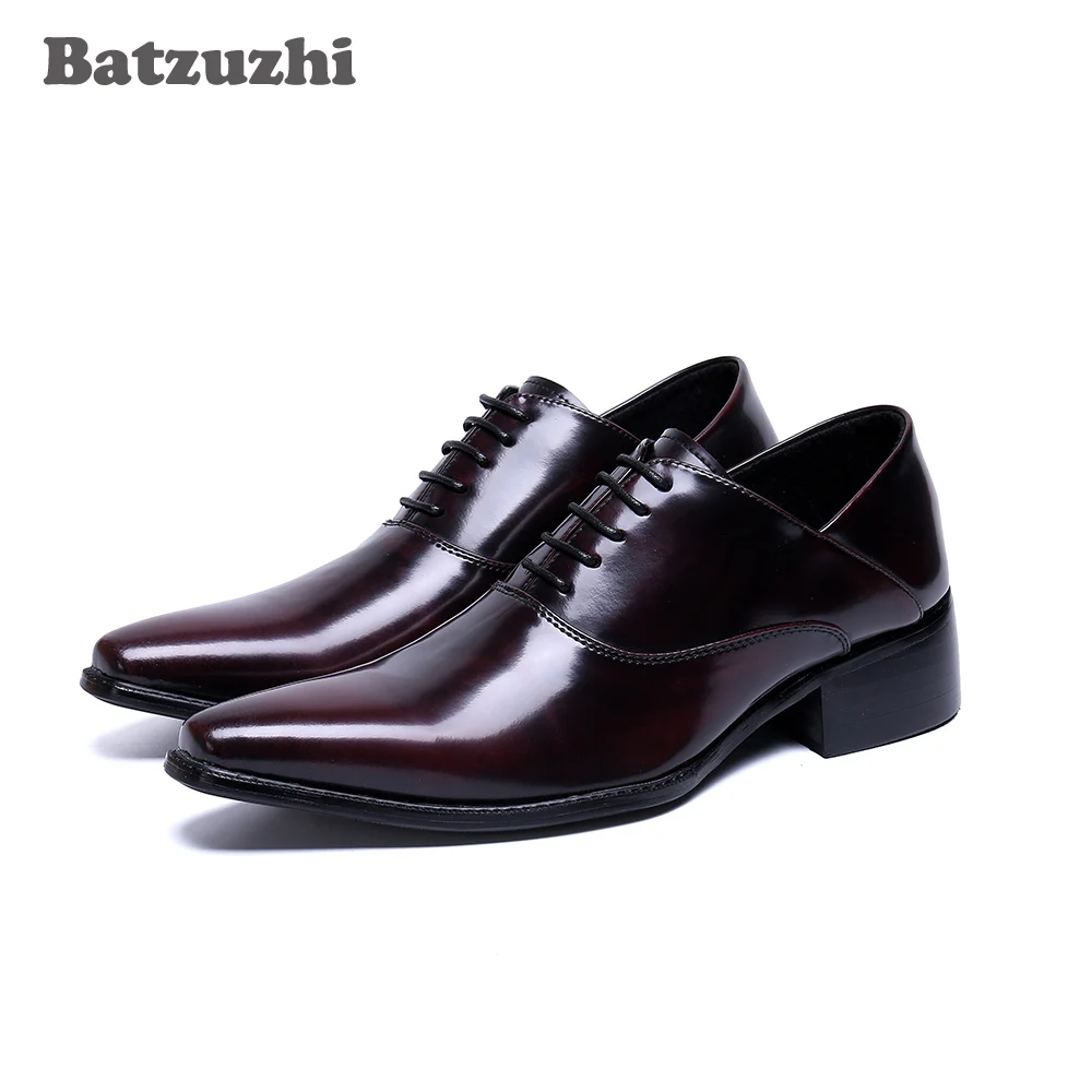 

Batzuzhi Formal Leather Shoes Men Fashion Pointed Toe Genuine Leather Men Shoes Lace-up Business Party Shoes Male Zapatos Homb