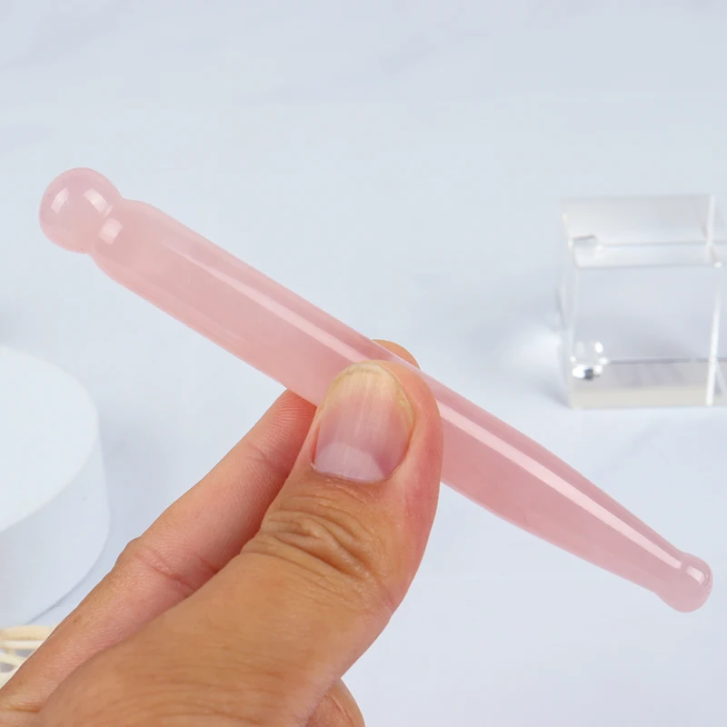 Eye Massage Wand Natural Rose Quartz Stone Acupuncture Pen Face Gua Sha Tool Skin Lifting Care Massager Health Beauty Product