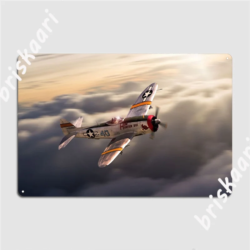 Iconic P40 Thunderbolt Dubbed 'Hun Hunter' At Speed Hig Metal Sign Club Home Kitchen Mural Painting Retro Tin Sign Poster