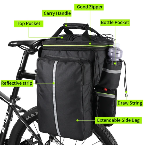 Imagen 2 del producto WEST BIKING-bolsa impermeable 3 en 1 para maletero de bicicleta, bolsa para bicicleta de montaña y carretera, portaequipajes de viaje de gran capacidad, alforjas para asiento de sillín