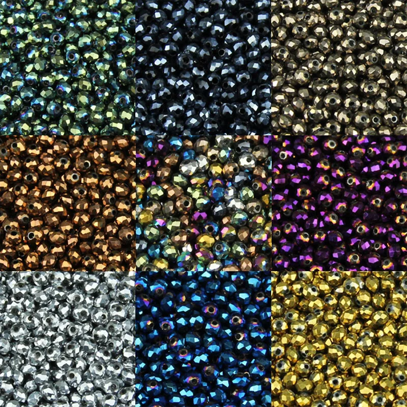 JHNBY 3mm 200pcs flat Round Shape Austrian crystals loose beads Plating color ball supply bracelet necklace Jewelry Making DIY