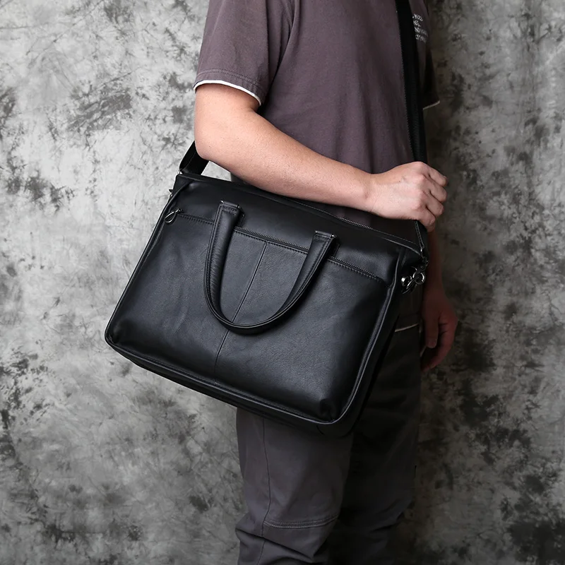 NZPJ Männer Echte Leder Business Handtasche Top Schicht Rindsleder Kreuz Abschnitt Büro Computer Tasche Schulter Messenger Aktentasche – Detail 3