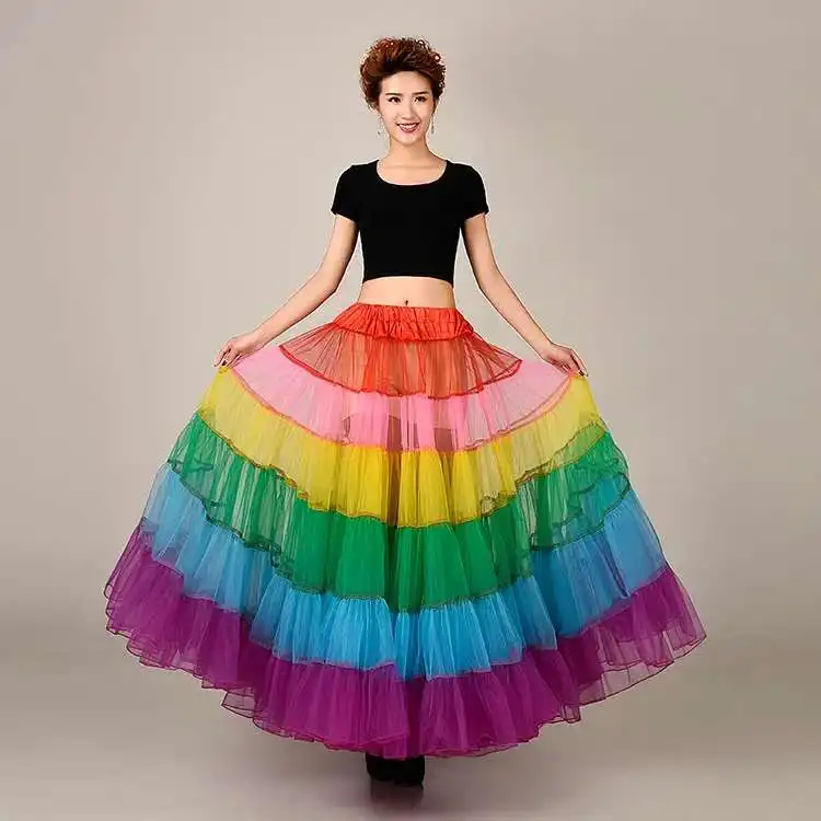 Maßgeschneiderte MYYBLE 2024 Neue Braut Ohne Knochen Hochzeit Kleid Rock Farbe Große Pendel Tanz Halblange Mesh Tutu Röcke Petticoat