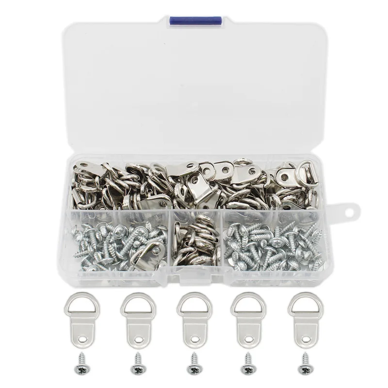 

80 PCS Heavy Duty D Ring Hanger Hardware Kit, Premium D Ring Hooks kit for Hanging Painting Photos Pictures Frames with Screws
