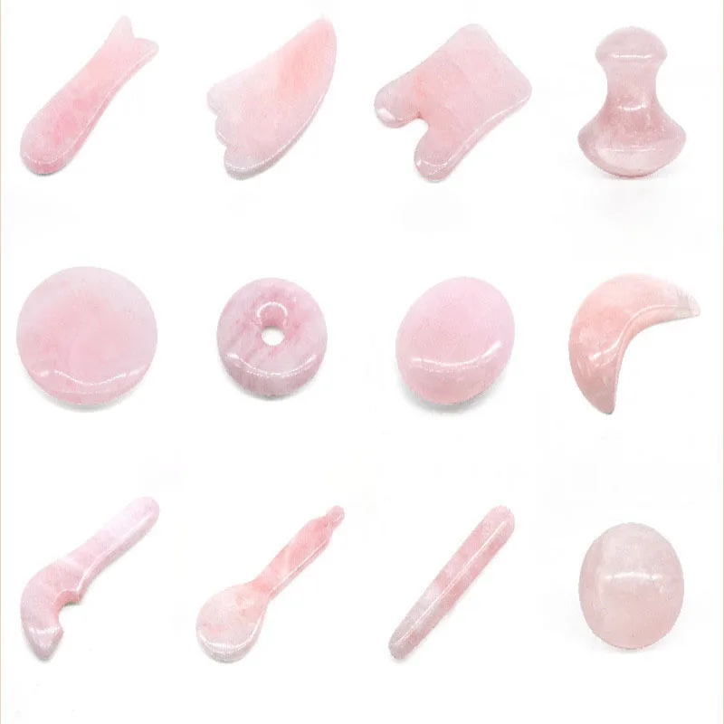 Natural Rose Quartz Jade Gua sha Stone Board Massage Gua Sha Scrapers Board Plate Jade Face Massage Tool For Face Neck Back Body