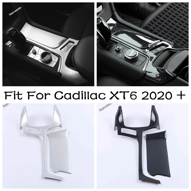 Center Shifter Trim Cover Bezel Shift Gear Decor Panel 2PCS Fit For Cadillac XT6 2020 2021 2022 Matte / Carbon Fiber Accessories