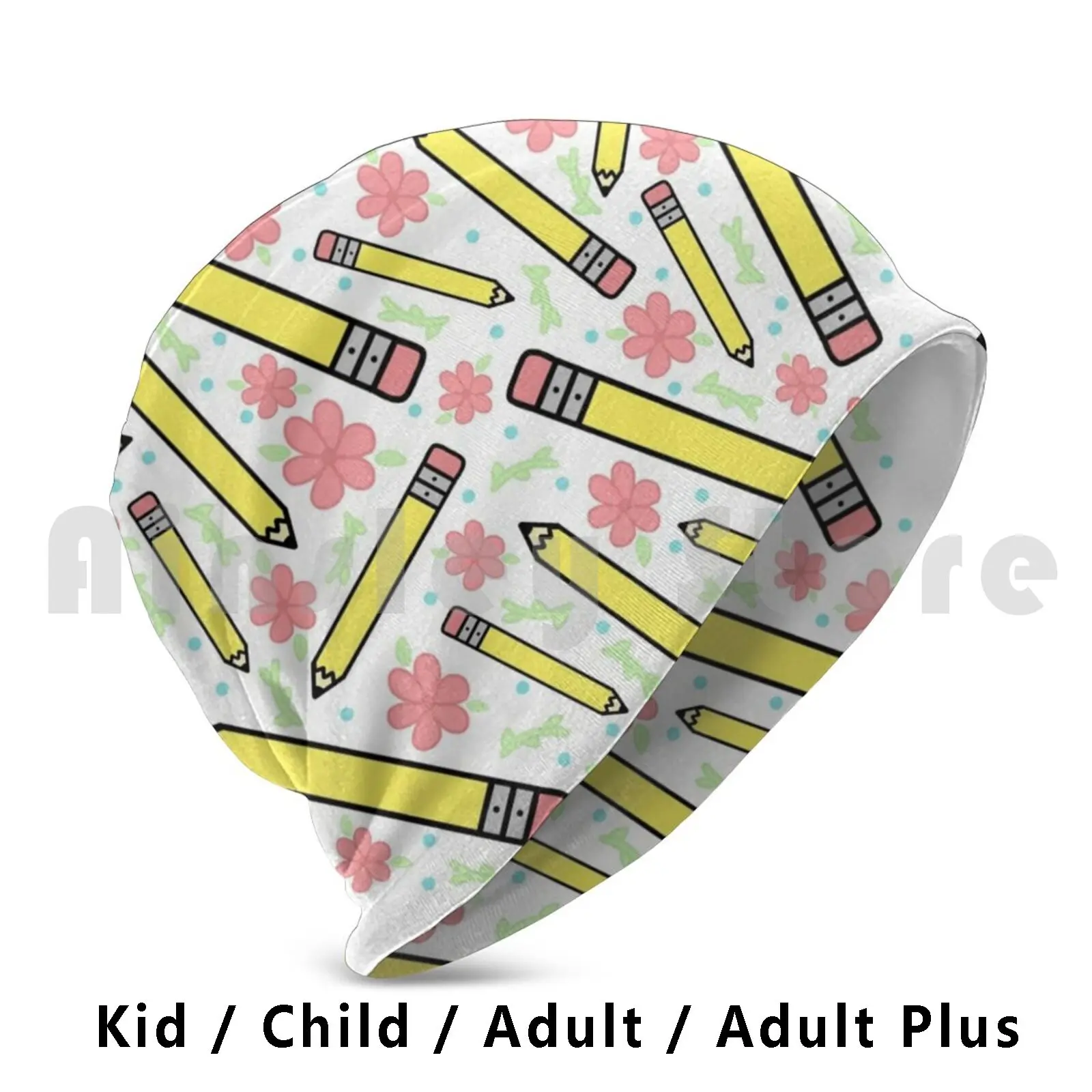 Floral Back-To-School Beanies Knit Hat 356 Beanies Print Floral Pollybelle School Back To School Pencils Books