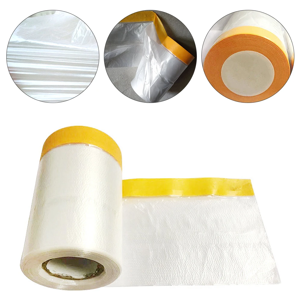 20M 110/55CM Portable Folded Overspray Protective Sheeting Oil Painting Masking Film Dust Cover Plastic Film Barrier Paint Block