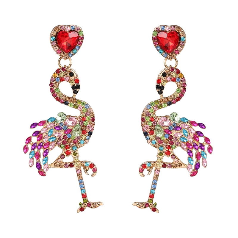 FASHIONSNOOPS Colorful Crystal Drop Earrings Statement Shiny  Geometric Jewelry Exquisite Earrings for Women Brincos Wholesale